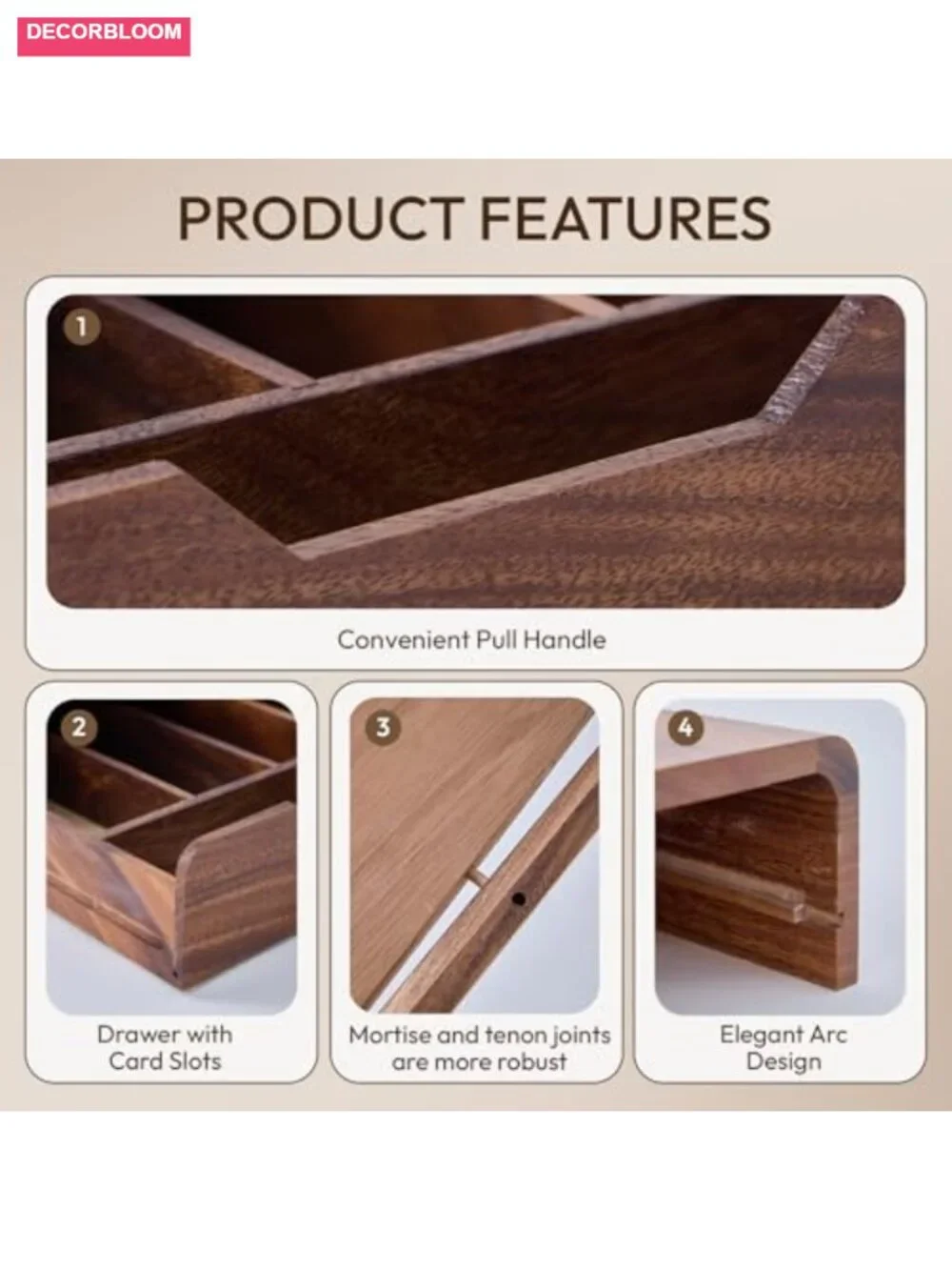 Solid Walnut Coffee Pod Organizer - 35-Capacity Drawer with Dividers